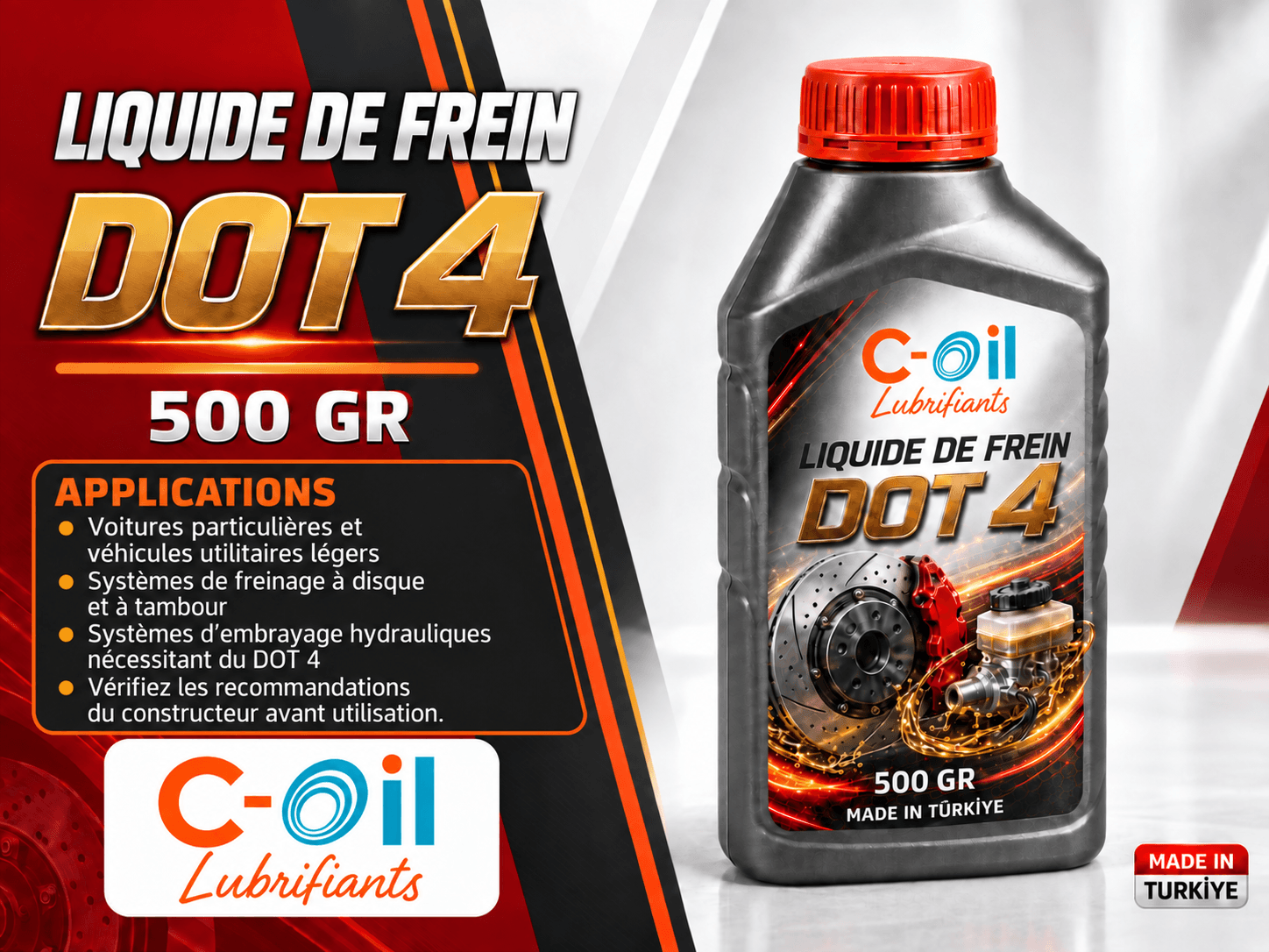 Image du liquide de frein C-Oil DOT 4 500 GR