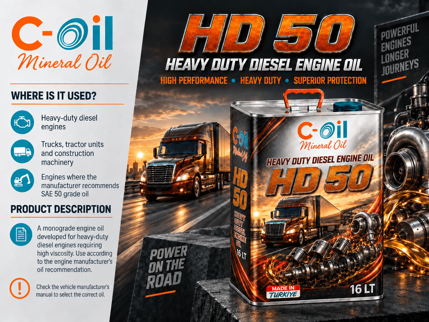 C-Oil HD 50 monograde heavy-duty diesel oil 16 L
