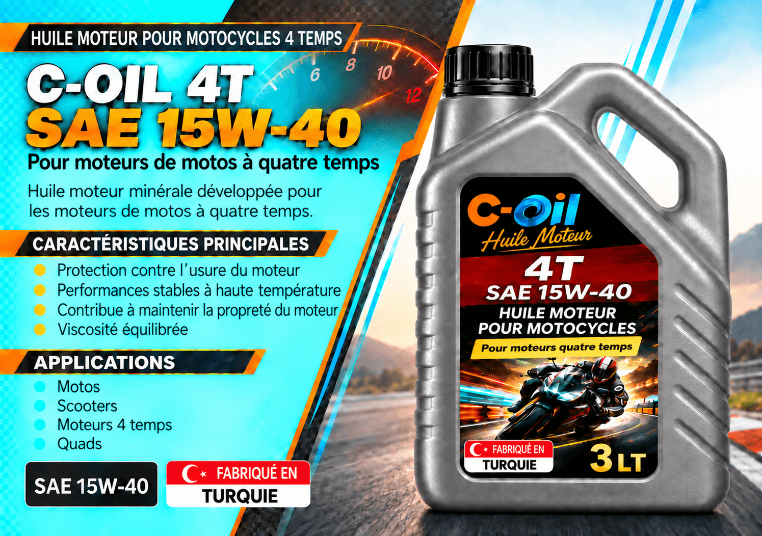 Bidon d'huile moto C-Oil Motorcycle 4T 10W-40