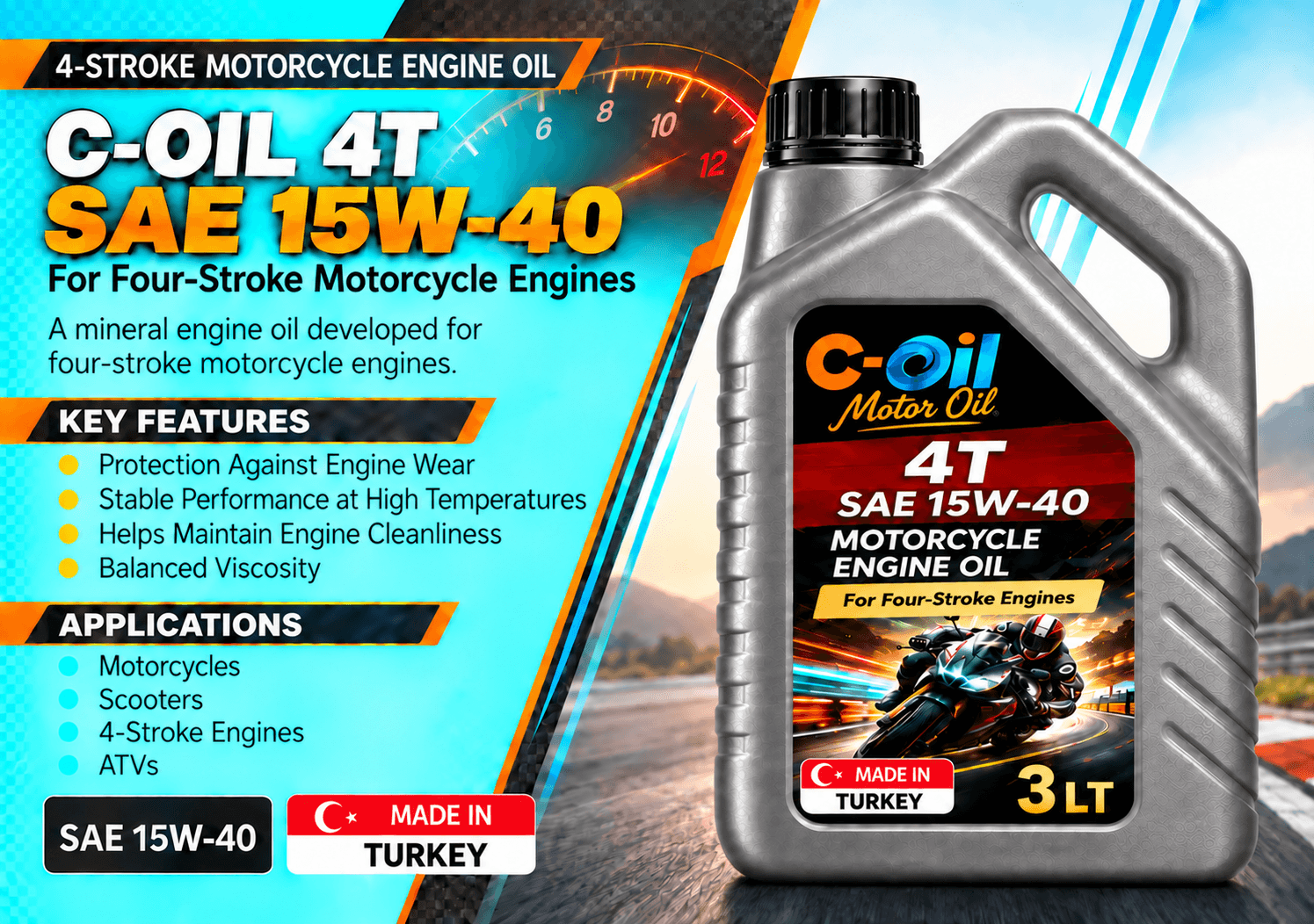 C-Oil Motorcycle 4T 10W-40 motorcycle oil pack